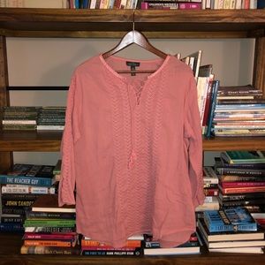 Ralph Lauren Pink Peasant Blouse Top XL EUC